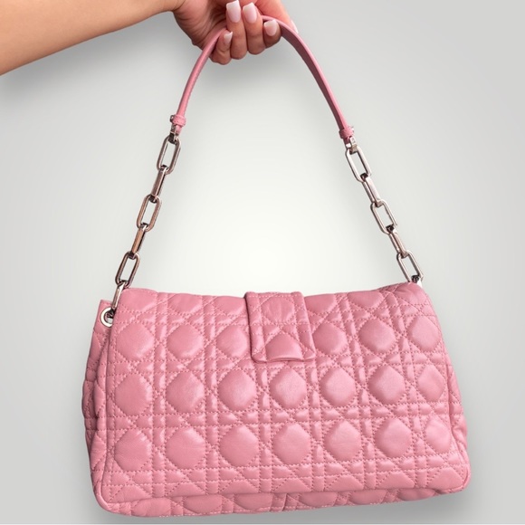 Christian Dior Pink Lambskin Leather Cannage Flap Bag - Picture 3 of 16